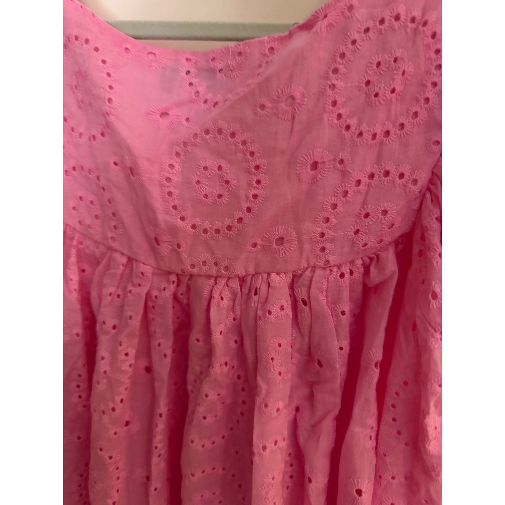 Hyfve Pink Eyelet Babydoll Top Square Neck Puff Sleeve Tie Detail Women Medium - Picture 9 of 10